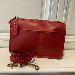 Coach Companion Bag In Red Leather With Brass Hardware Style No 9300 USA